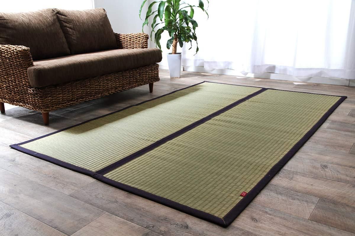 【新品・4営業日で発送】イケヒコ ラグ マット い草 夏用 沖縄ビーグ ネイビー 130×200cm