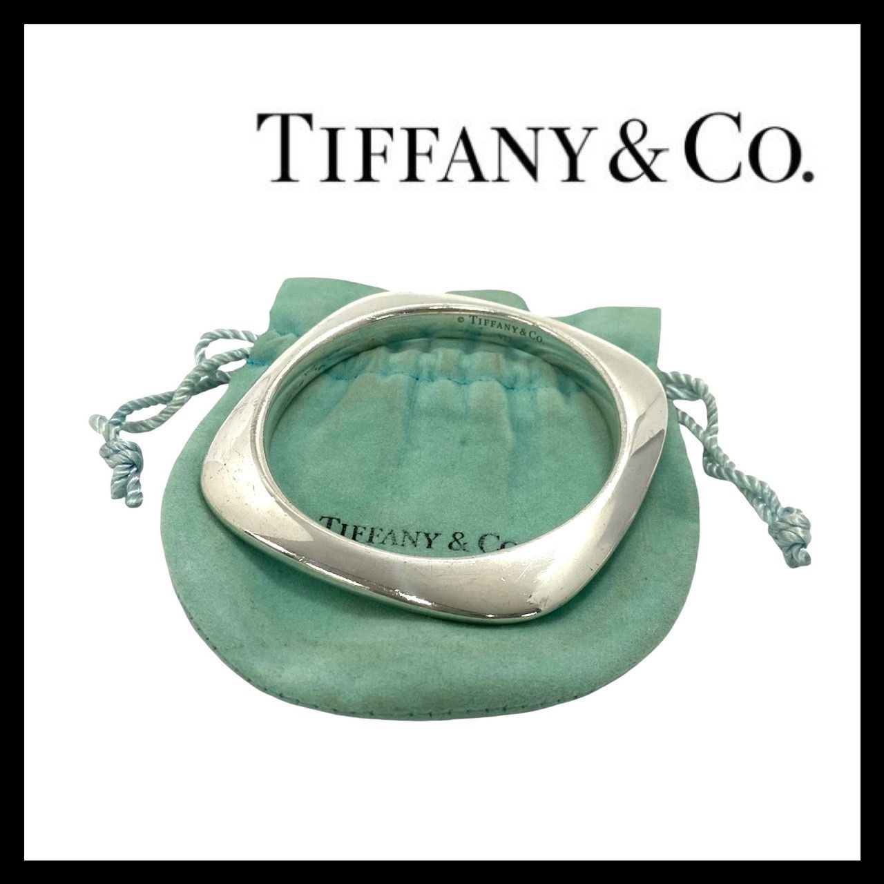 M【TIFFANY&Co.】スクエアサークル バングル SV925 シルバー 総重量約
