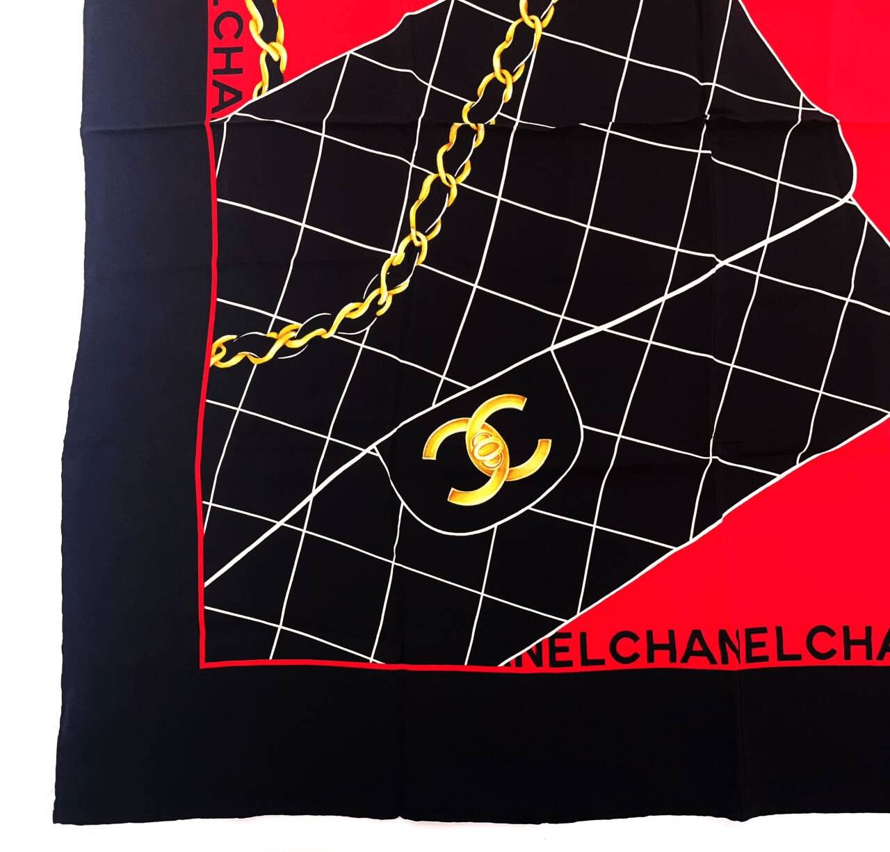 美品 CHANEL シャネル シルク マトラッセ柄 ココマーク CC ロゴ 