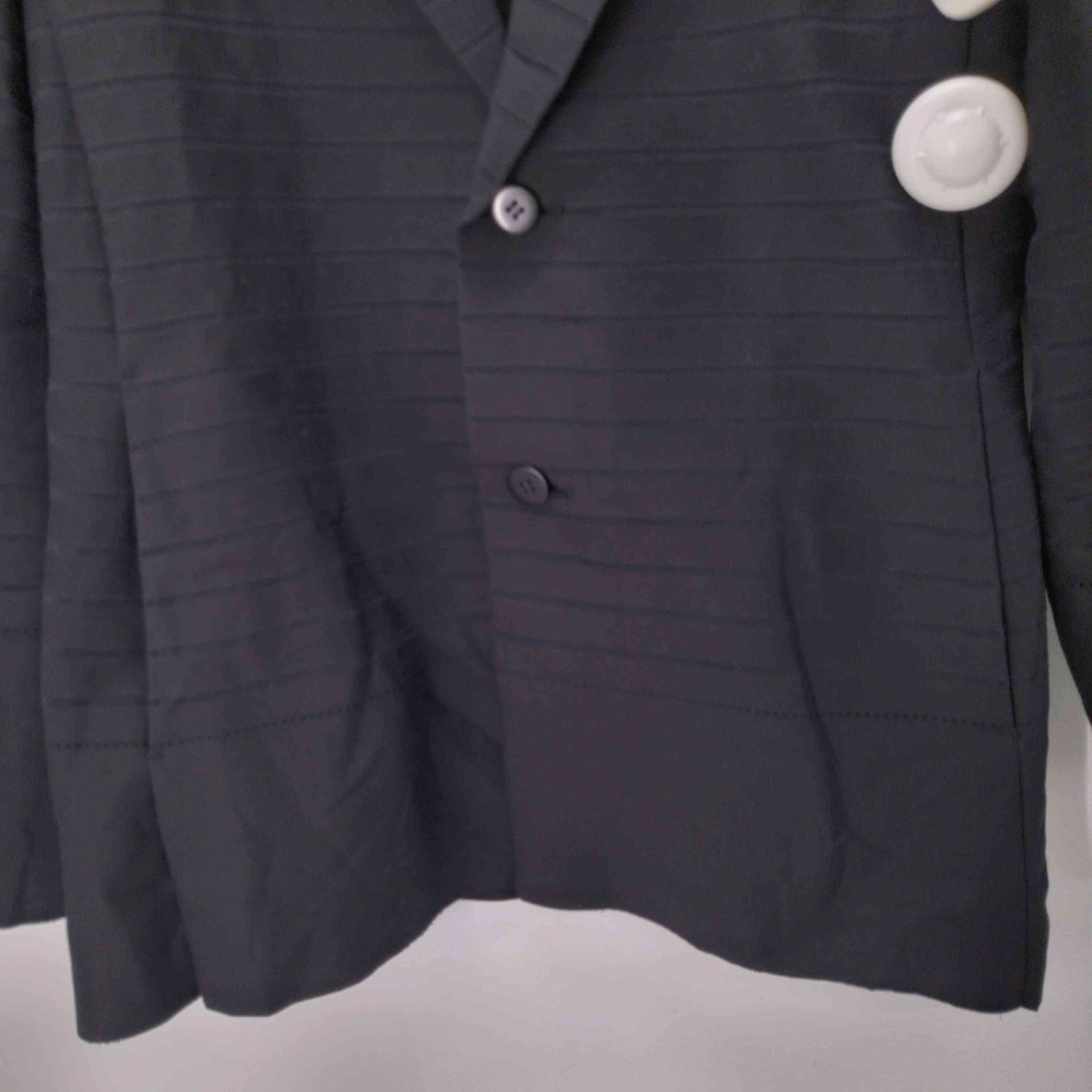 レディース ISSEY MIYAKE ブラック シースルー ボーダー テーラード 