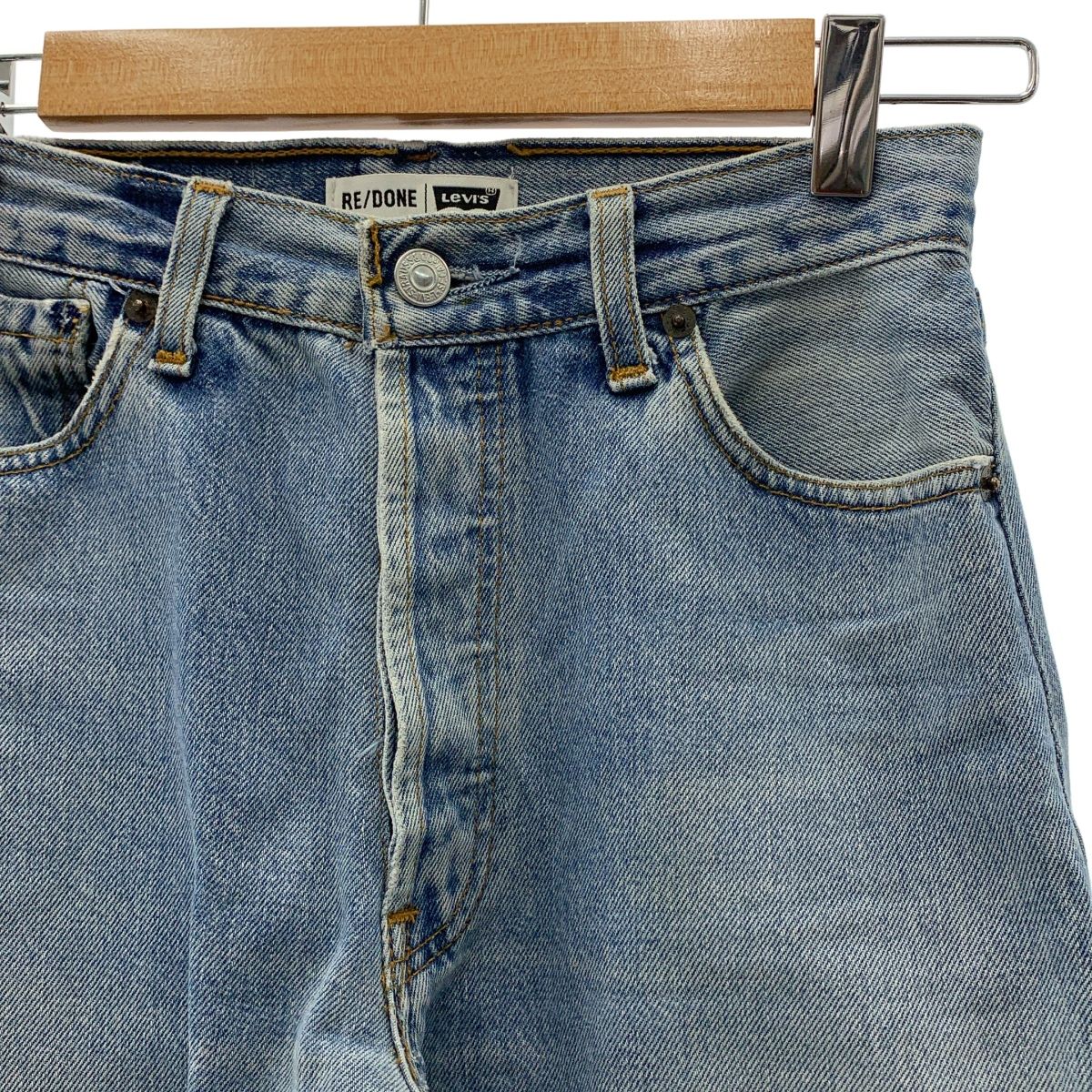 RE DONE リダン ×Levi s 501 再構築 ペイント カットオフ フ パンツ 24 インディゴ レディース