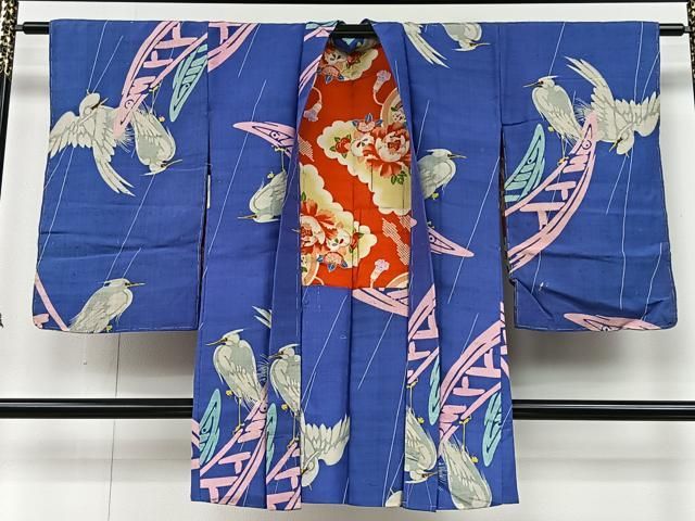 平和屋着物＃アンティーク 大正ロマン 長羽織 紬地 白鷺 正絹 CAAX7850ua