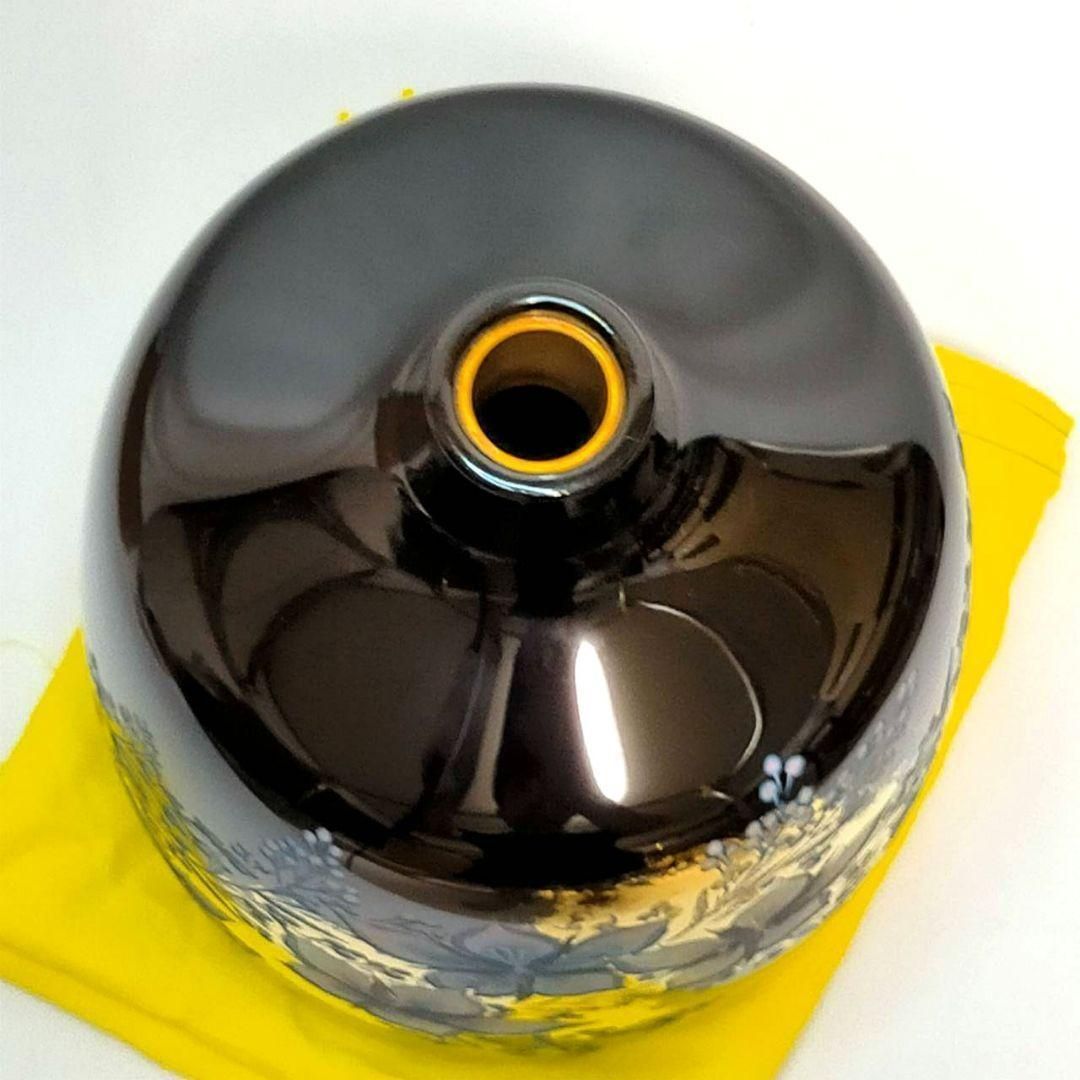 香川漆芸】彫漆 草花漆花瓶 豊澤英之 作 黄布付 非課税作家 香川伝統