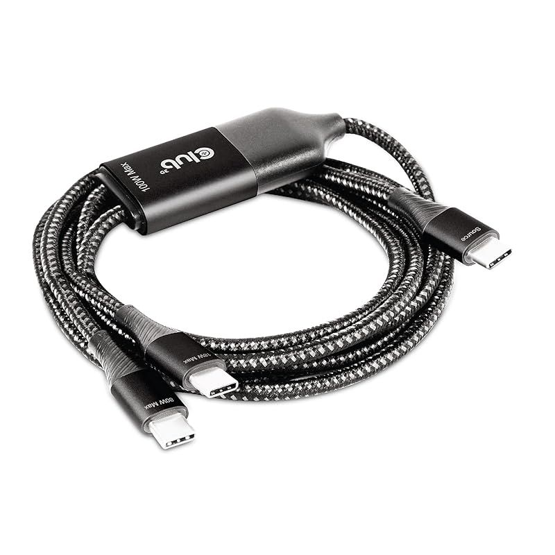 Club 3D USB Type-C Y字 給電ケーブル to 2x USB Type-C 最大 100W 1.83m オス|オス PD2.0 PD3.0 QC2.0 QC3.0 AFC FCP 対応 CAC-1527 1