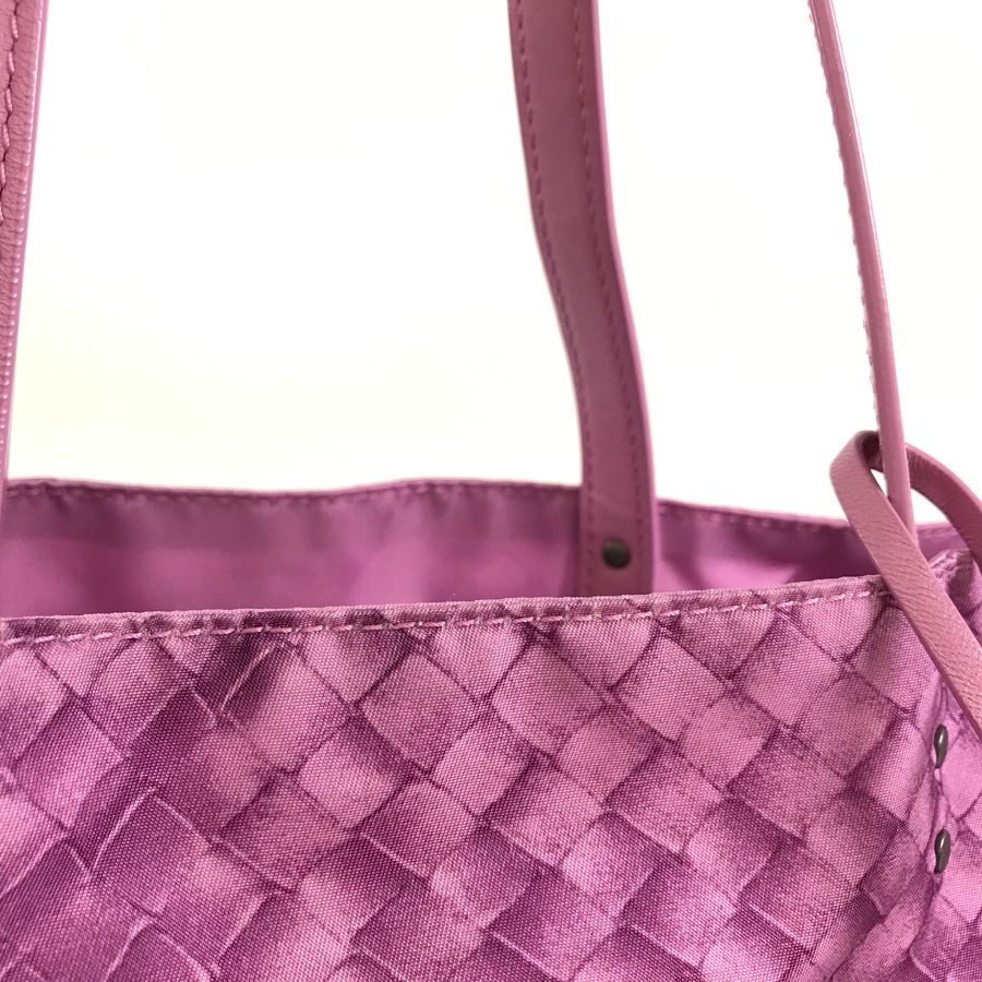 ボッテガヴェネタ BOTTEGAVENETA イントレッチオ イントレッチオリュージョン パープル ナイロン トートバッグ rsa【中古】