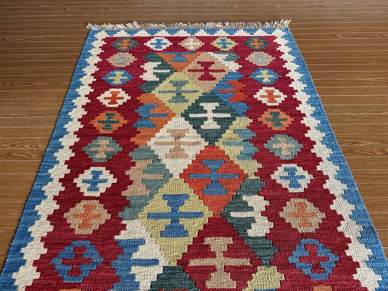 【現地買付】④キリム イラン製 新品 148×101】イラン直輸入☆シーラーズ産キリム・KILIM□2976-24-H 商品