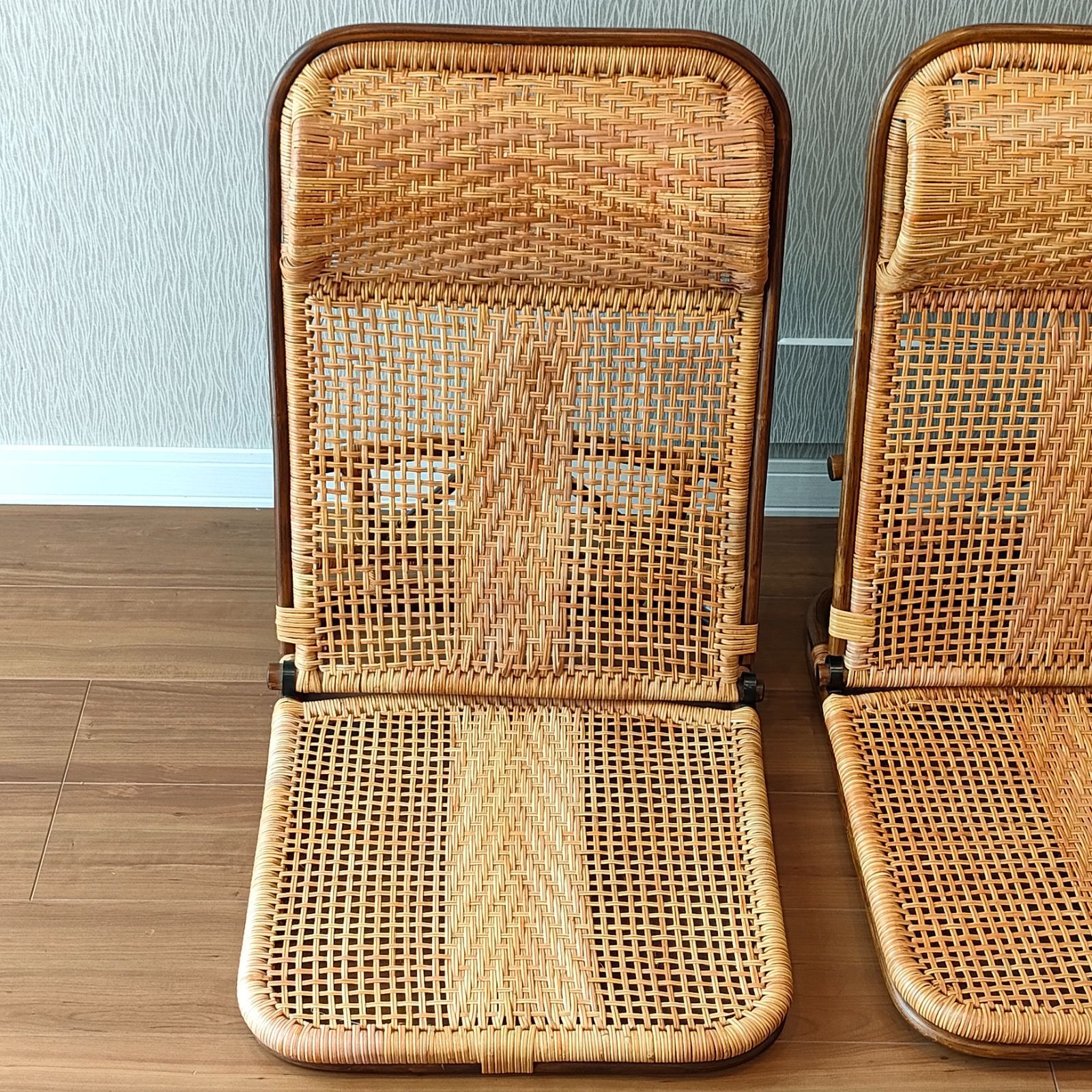 ラタン 折り畳み 座椅子 2台セット ブラウン MARWIL-DEMENAGEMENTS_CH
