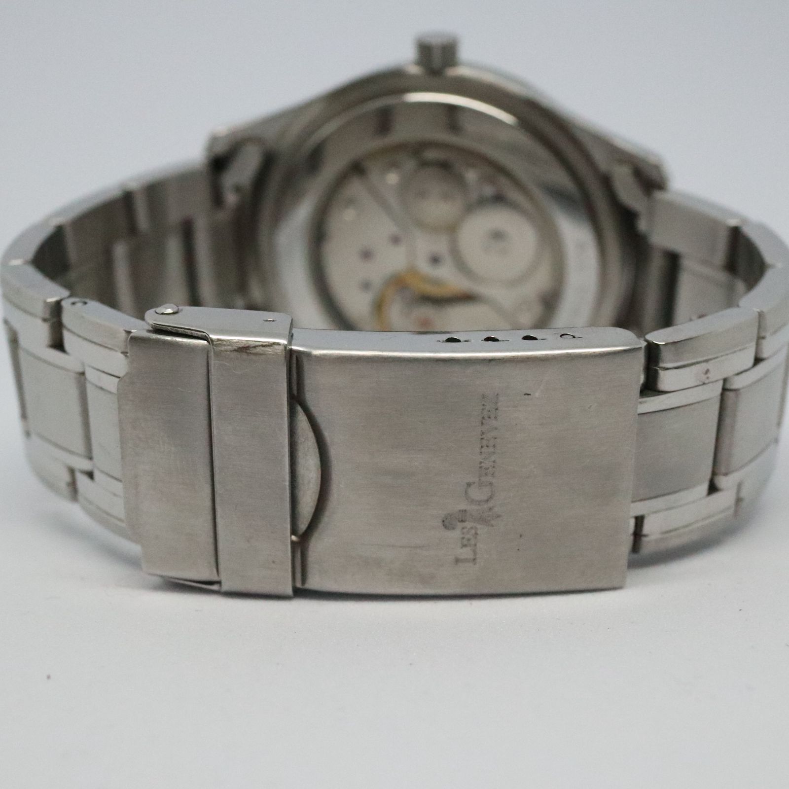 稼働品】LES GENEVEZ レジェネベ 72007 サーモン文字盤 スモセコ 手 