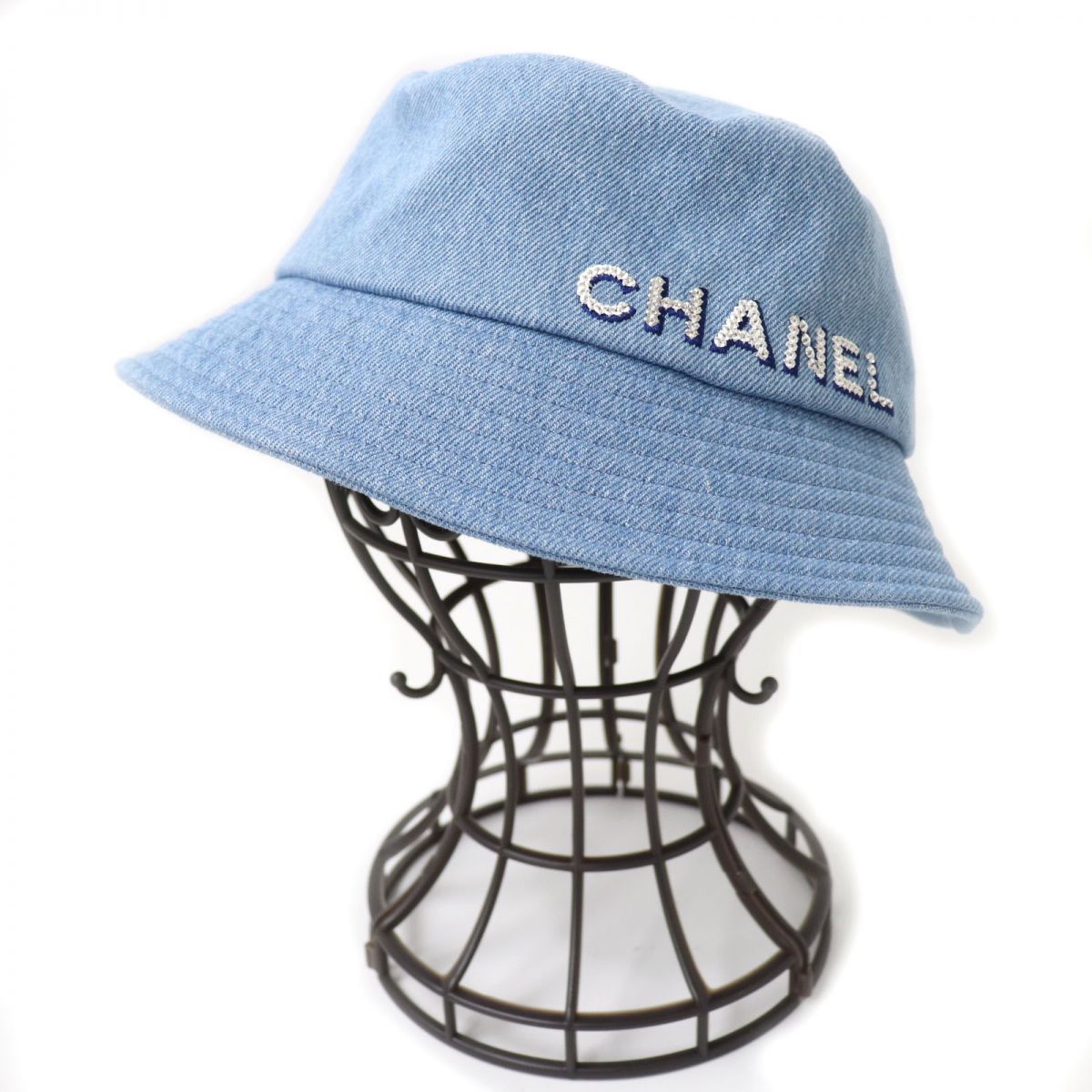 シャネル CHANEL デニムハット スパンコール ブルー