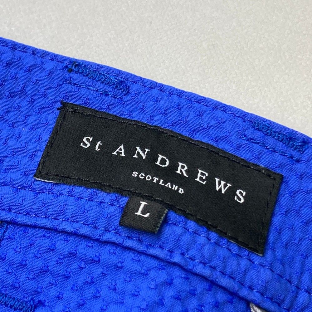 サイズ：L ST ANDREWS セントアンドリュース 2024年モデル シアサッカー ロングパンツ ロゴ柄 ホワイト系 [240101491980] ゴルフウェア レディース ストスト サイズ：L ST ANDREWS セントアンドリュース 2024年モデル シア