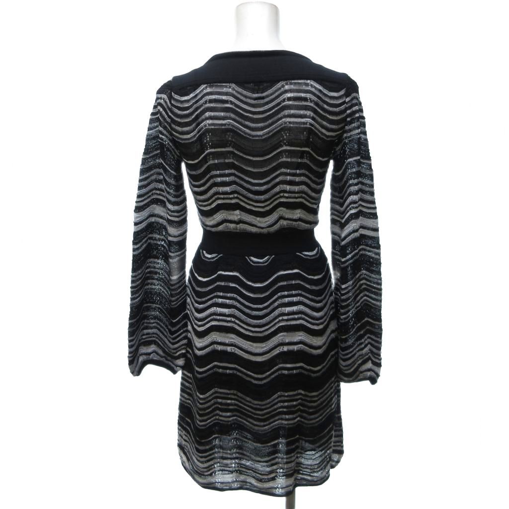 w4648*ミッソーニ/MISSONI*ボーダー+ジグザグ柄/長袖シャツ/コットンシャツ/レギュラーシャツ/ブルー/青