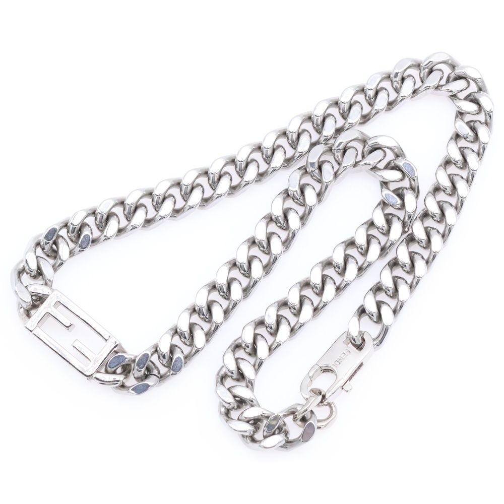 FENDI (フェンディ) バゲット ロゴ ネックレス シルバー 7AJ540