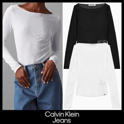 【CALVIN KLEIN】CKJ シアーリブロングスリーブトップ★