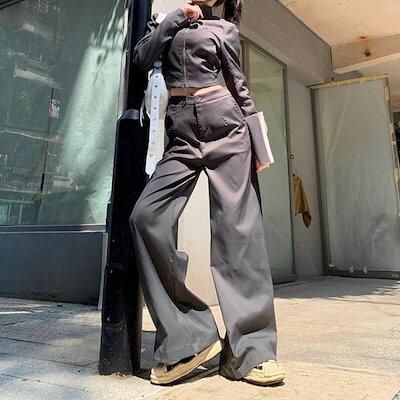 セットアップ クロップド ジャケット ワイドパンツ 韓国 nr2267 クロップド ジャージ セットアップ レディース ショート