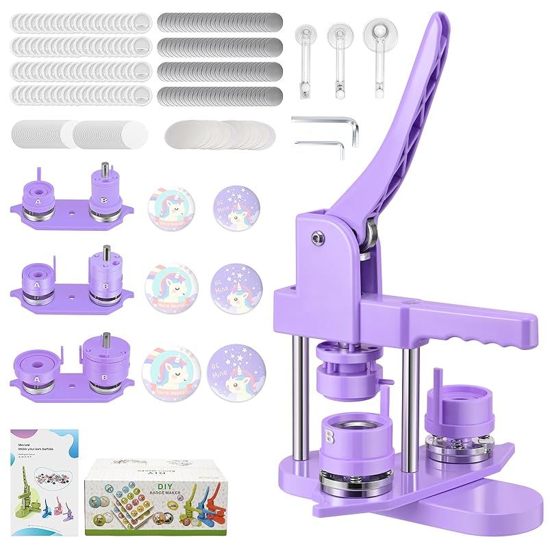 2025年缶バッチマシーン 磁気吸着式新型缶バッジメーカー 25|32|58mm 3サイズ磁気吸着式金型 300セットバッジ素材付き 缶バッジマシーン 缶バッジ製造機 回転式ステージ 使用簡単 初心者向け 缶バッヂ製造機 DIYバッジマシーン DIYおもちゃ
