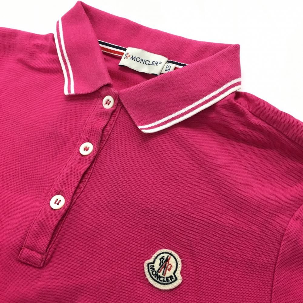 MONCLER ピンク ポロシャツ S モンクレール 半袖ポロシャツ ピンク×白