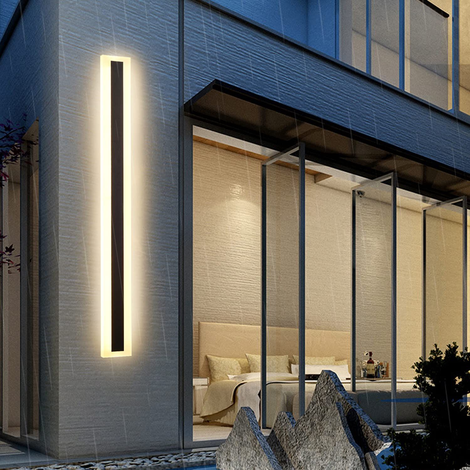 KUZRZNH ブラケットライト 玄関灯 防雨型 ウォールランプ 80×9×4cm 外灯 ポーチライト 黒の暖かい光 壁掛け ledライトアウトドア 照明 屋外 用 ライト