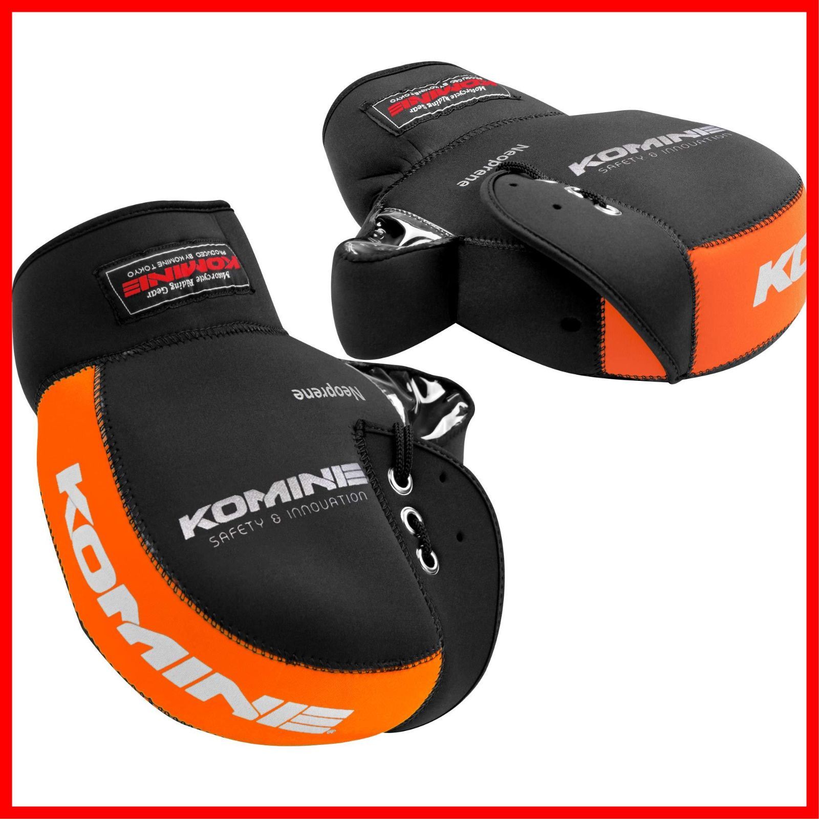 【フォロー割】コミネ(KOMINE) バイク用 ネオプレーンハンドルウォーマー/ハンドルカバー ブラック/オレンジ フリー AK-021 345