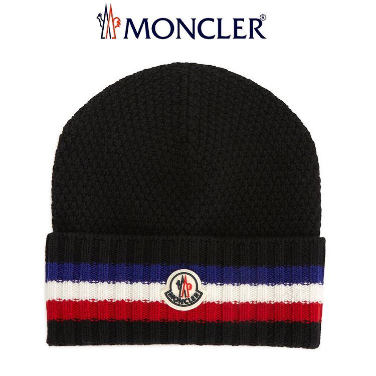 70 MONCLER 3B00038 ブラック 男女兼用 ニットキャップ - セレクト