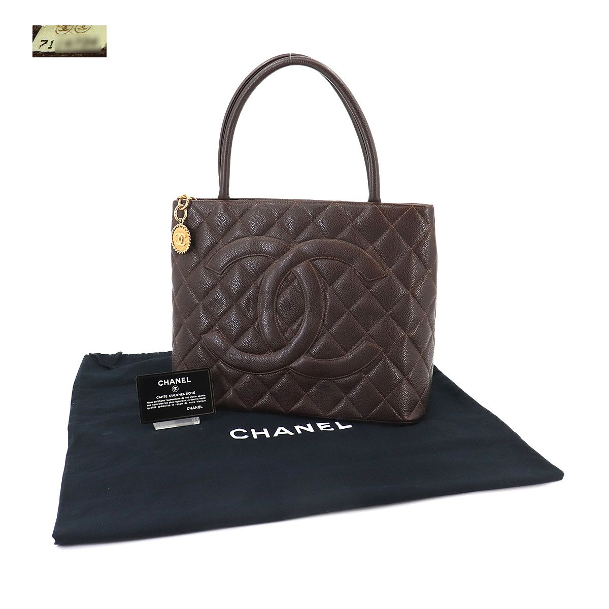 シャネル CHANEL 復刻トート バッグ キャビアスキン ブラウン A01804 ゴールド 金具 ヴィンテージ Medallion Tote Bag  90249937 - メルカリ