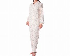 【新品・3営業日で発送】神戸生絲 らくらくパジャマ 柄タイプ 上下セット 婦人用 ／ No.905 M ピンク