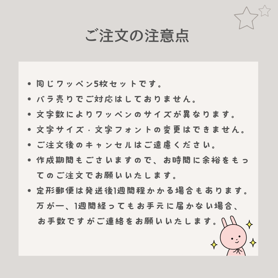 ＊白色生地＊シンプルなお名前ワッペン5枚セット【同梱特典あり】