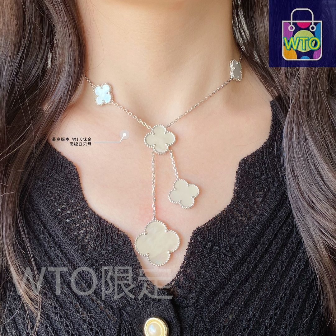 Van Cleef - Arpels アルハンブラ マザーオブパール 6連フラワー ネックレス - モデル ヴァン クリーフ - アーペル レディースジュエリー｜ ｜