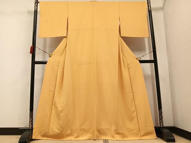 平和屋着物●豪華色留袖 竜田川 色無地 萱草色 正絹 AABC3342ph