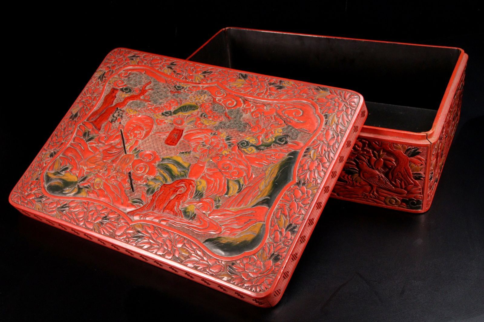 当店の商品全て正規品！ 鎌倉彫 手許箱 45cm 唐物 骨董 古美術 楾 V105-VR 100％品質保証。