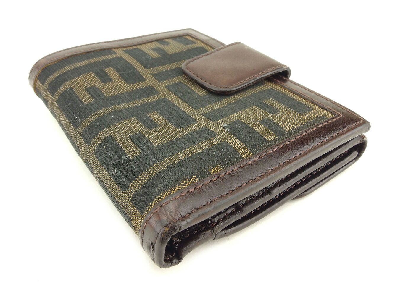 フェンディ FENDI ズッカ 二つ折り長財布 ブラウン ブラック キャンバス FENDI フェンディ ズッカ柄 キャンバス/レザー Wホック 二つ折り