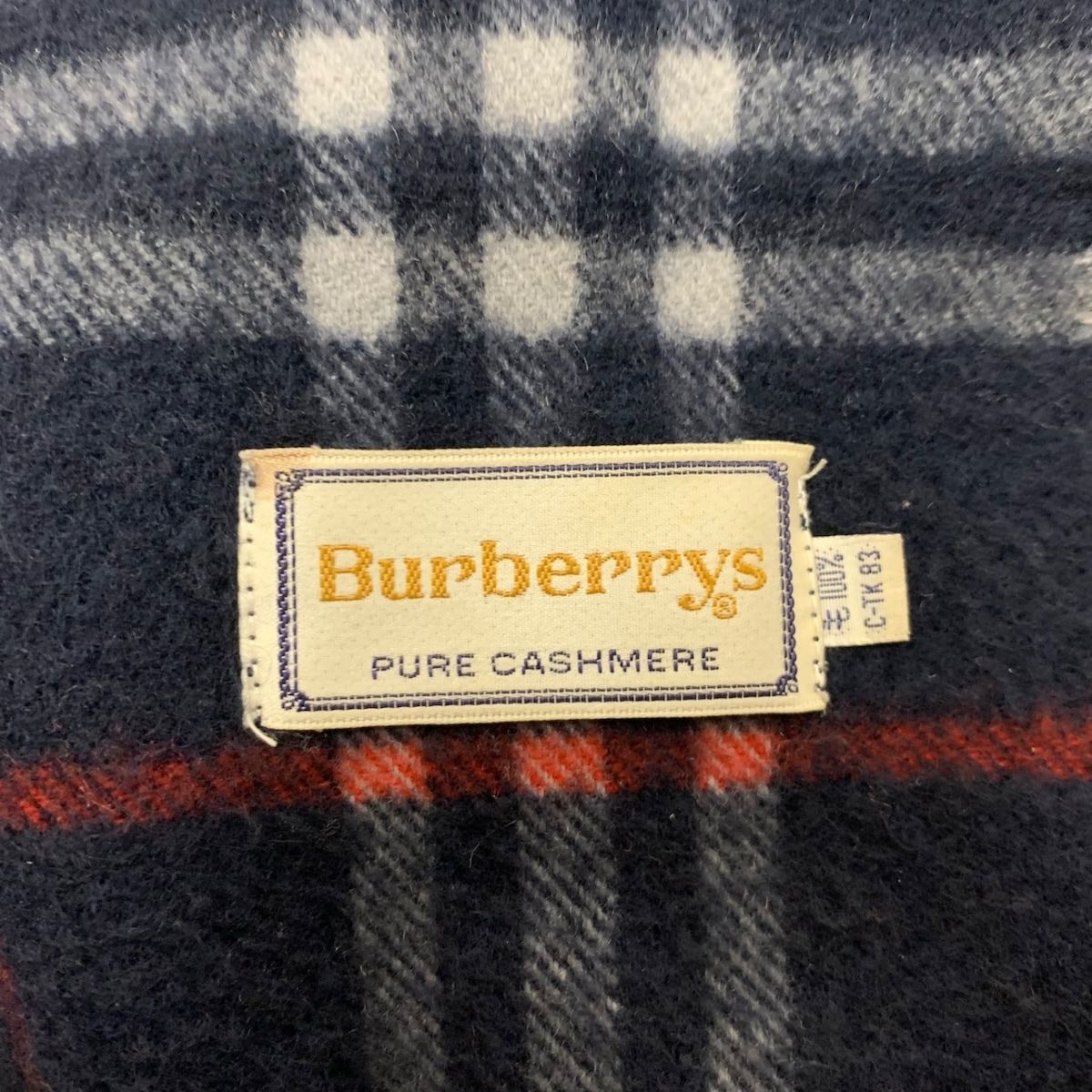 Burberry's(バーバリーズ) マフラー美品 - ネイビー×レッド×ライトグレー チェック柄 ウール