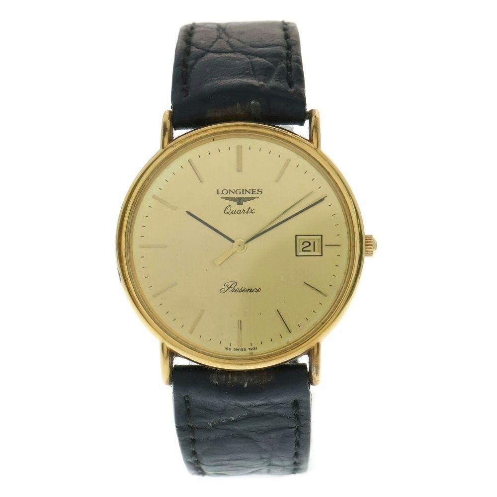 ロンジン PRESENCE メンズ腕時計 ゴールド文字盤 LONGINES ロンジン PRESENCE メンズ腕時計 ゴールド文字盤 デイト