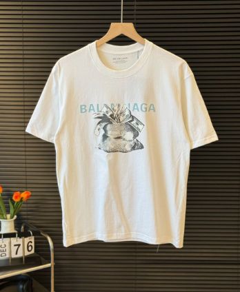 Balenciaga サマーマネーバッグプリントカップル半袖Tシャツ