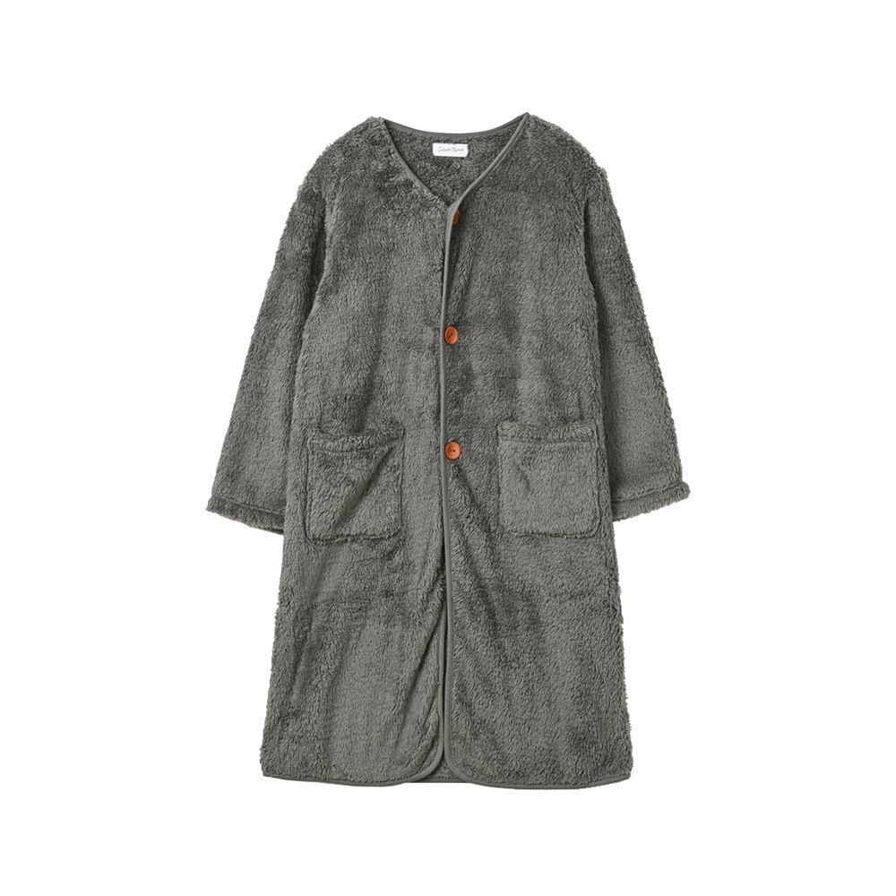 チャコール  シープボア ジュニア着る毛布 着る毛布 シープボア ジュニア 部屋着 ルームウェア ルームウエア ボア生地 もこもこ ふかふか あたたかい あったか カジュアル シンプル 冬 暖か