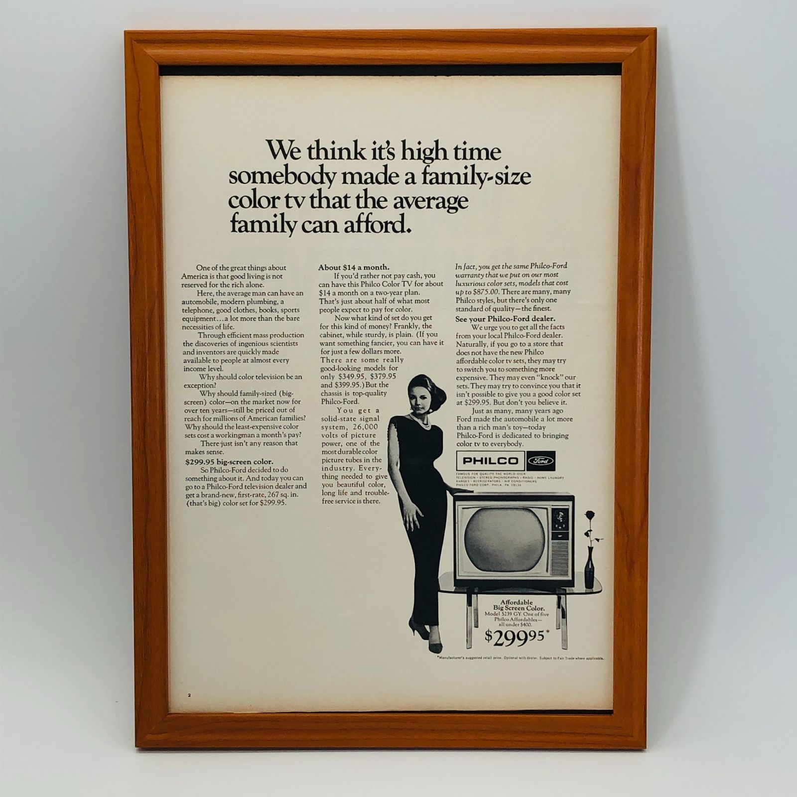 ビンテージ 広告 ポスター 『 フィルコカラーテレビFHILCO