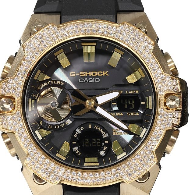 G-SHOCK GST B400 ラバーバンド シルバーCZダイヤカスタムベゼル G-SHOCK GST B400 ラバーバンド シルバーCZダイヤカスタムベゼル
