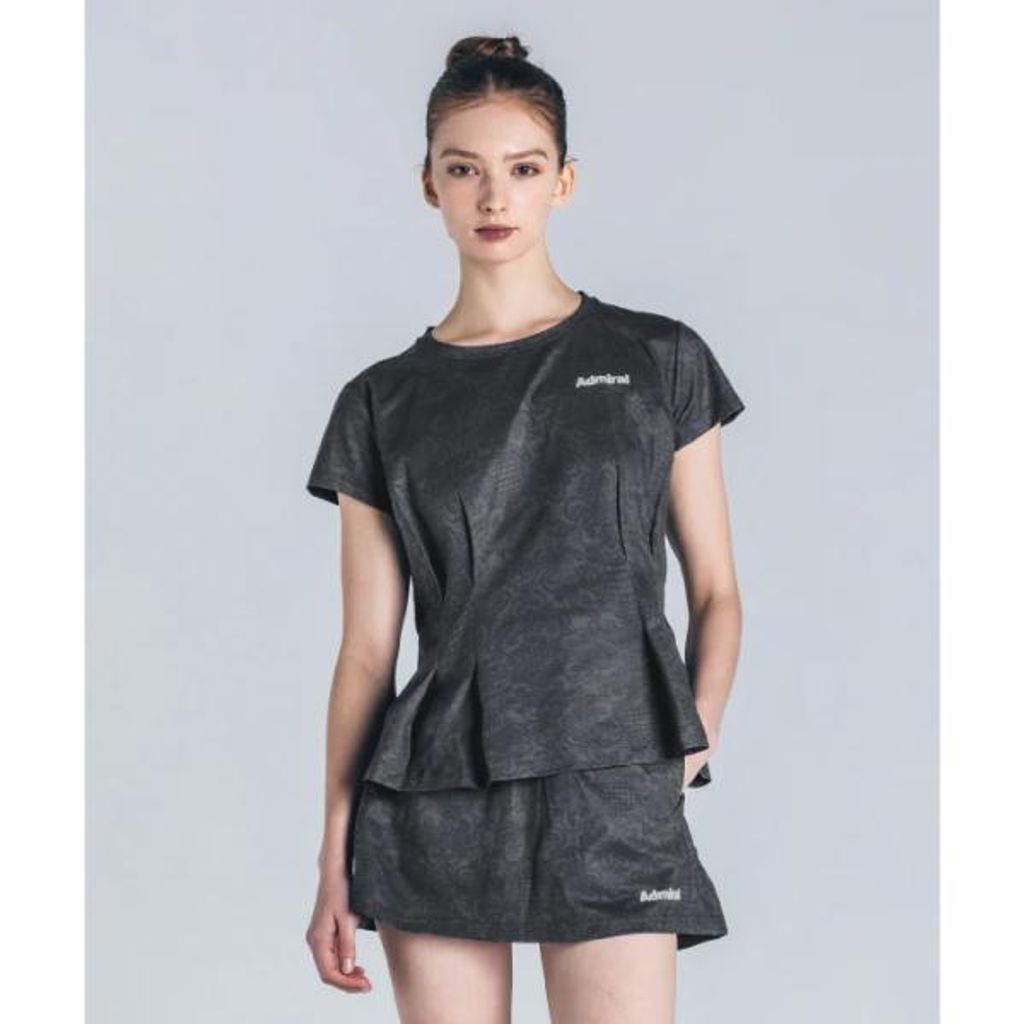 ADMIRAL レディース キルトプリントペプラムフ TEE ATLA441-018 2025FW チャコール 吸水速乾 アドミラル WOMEN
