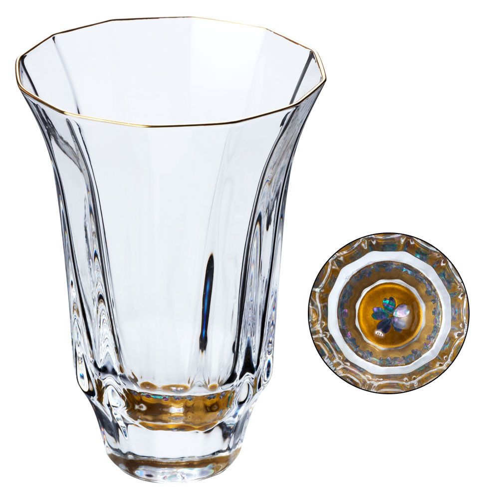 高岡漆器 螺鈿硝子 金杯 万華鏡 桜 ゴールド 富山県伝統工芸品 Raden glass sake cup Takaoka-shikki