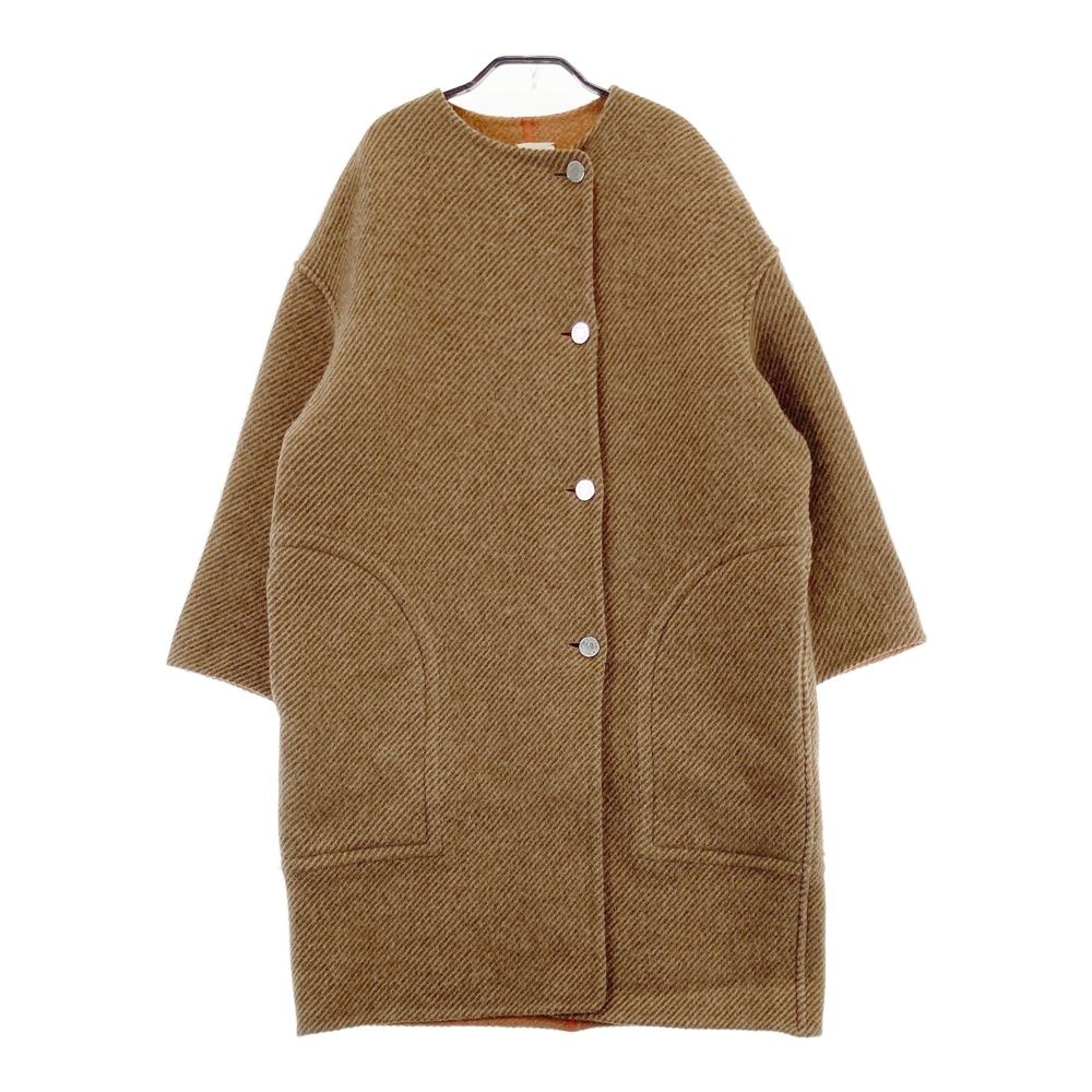 HERMES woolコート HERMES エルメス ウールコート セリエボタン ブラウン系 34