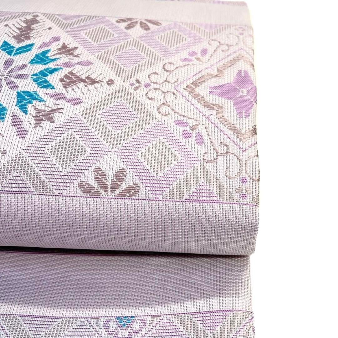 平和屋着物◎塩瀬 九寸名古屋帯 手描き 薔薇 正絹 逸品 未使用 BAAU5139hv