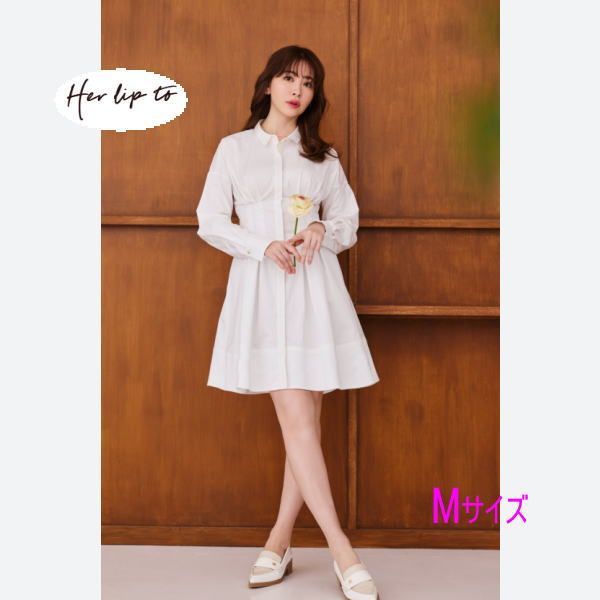Dewi Shirt Mini Dress ミニシャツドレス 長袖 white Her lip to