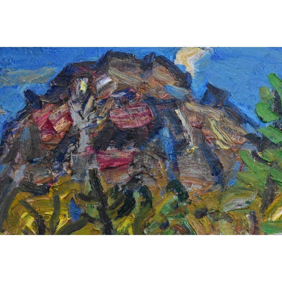 上高地　秋の焼岳　斎藤俊雄　油彩画 上高地 秋の焼岳 斎藤俊雄 油彩画
