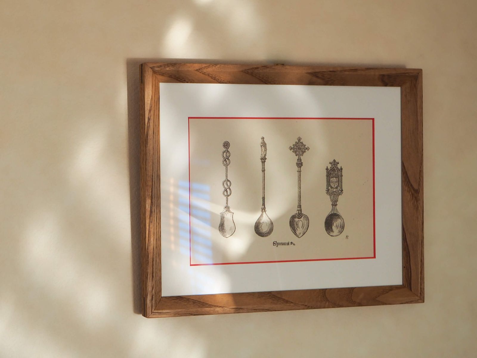 額装アート イギリスの なアンティークのデザイン書より 15世紀と16世紀の装飾品 Spoons スプーン 特注額縁 図版 イギリス アンティーク 挿絵 ウォールアート fla 4_wel