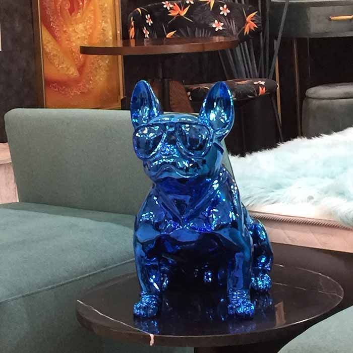 当店人気商品】フレンチブルドッグ 犬の置物 青 遊び心 雑貨 オブジェ