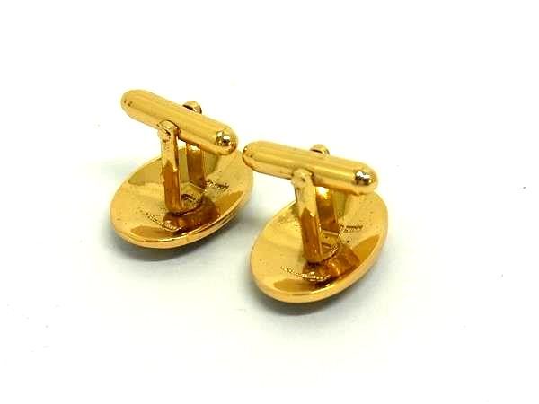 ■美品■ Salvatore Ferragamo フェラガモ カフスボタン カフリンクス アクセサリー 紳士 メンズ ネイビー系&times;ゴールド系 DK2955
