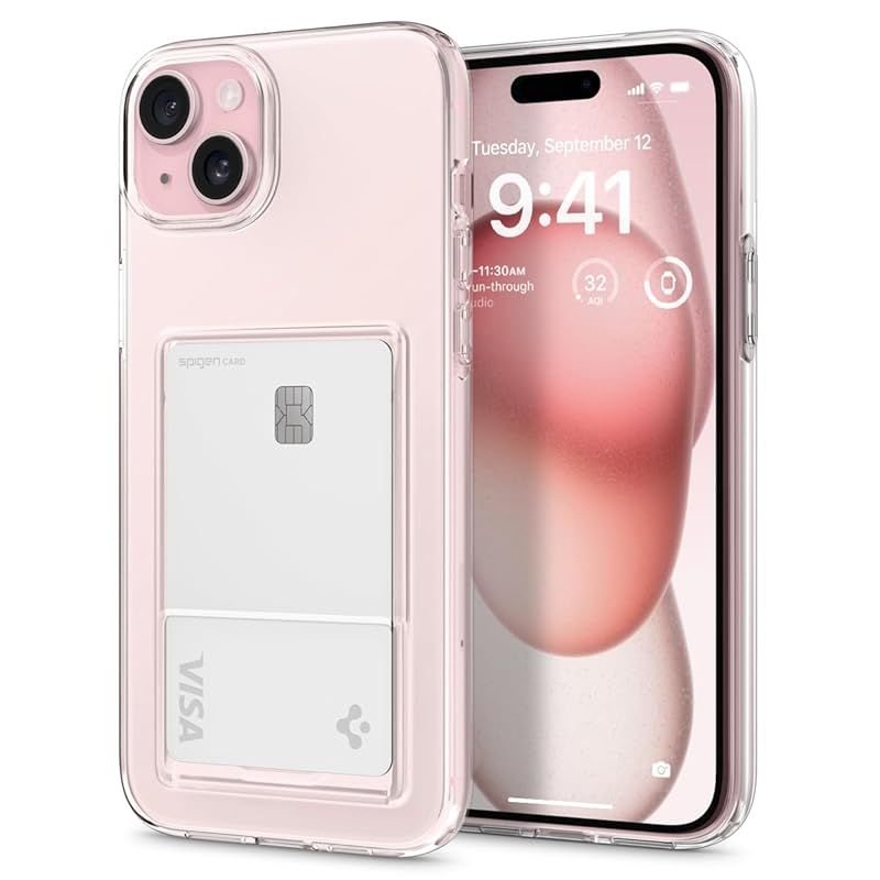 Spigen iPhone15Plus ケース カード収納 クリア 米軍MIL規格 薄型 クリスタル・スロット ACS06667 (クリスタル・クリア) 1