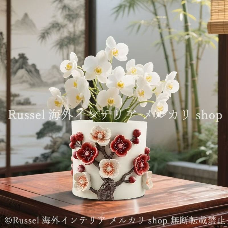 プランター 梅の花 鉢植え 植木鉢 樹脂 かわいい 和風 ガーデニング 雑貨 ガーデン雑貨 ガーデンインテリア ガーデン インテリア 庭の装飾 お洒落 おしゃれ 8-14 YUZUMIYA_COM