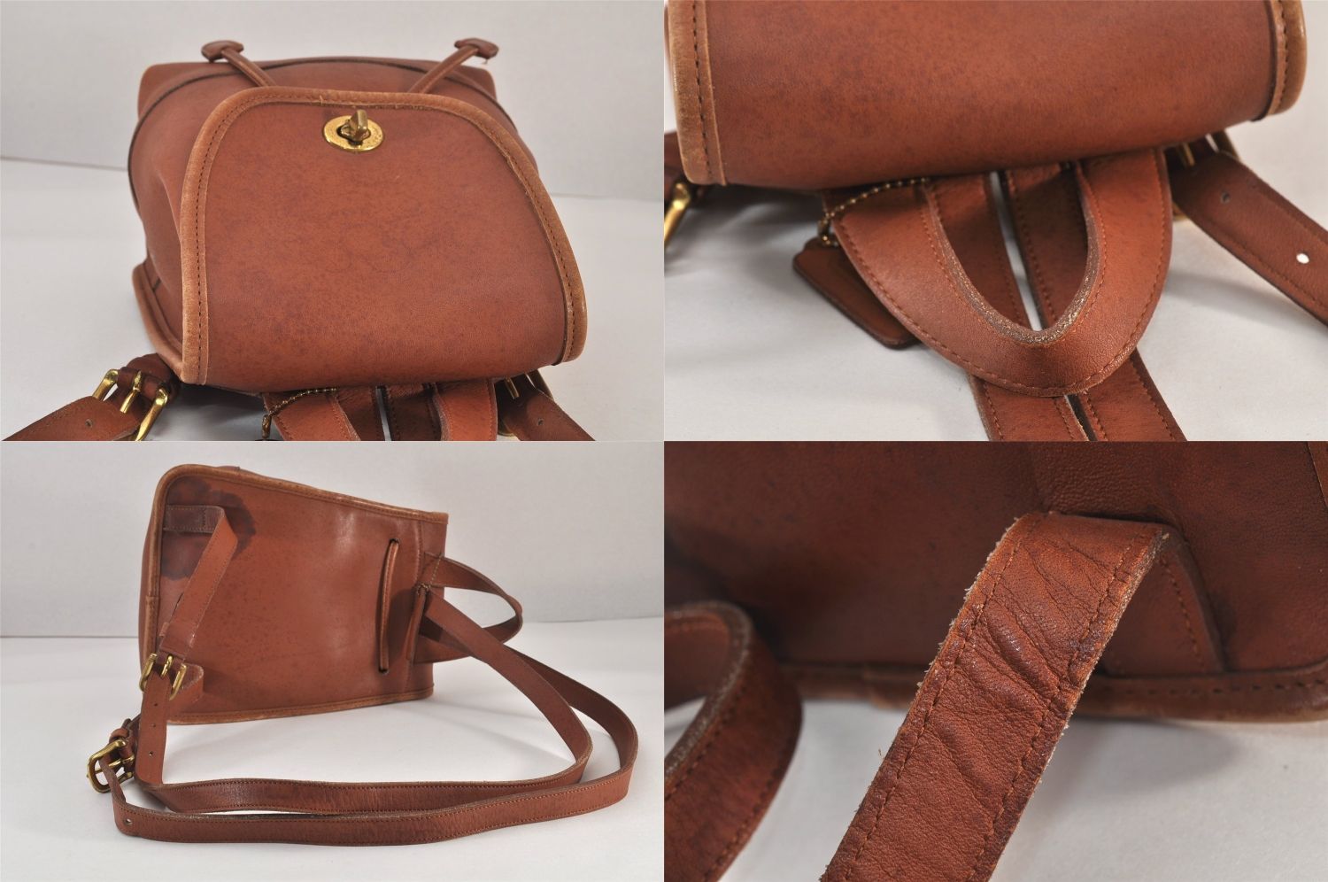 コーチ　coach リュック　レザー　オールドコーチ　9960 巾着　バッグ 希少 USA製】オールドコーチ レザー リュックサック 9960 巾着型