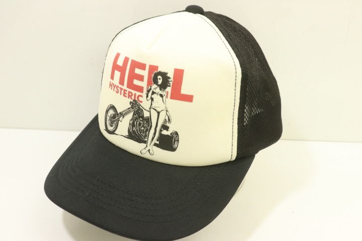 HYSTERIC GLAMOUR メンズキャップ F HELL HYSTERIC メッシュキャップ HYSTERIC GLAMOUR F 黒 ブラック 白 ホワイト ロゴ