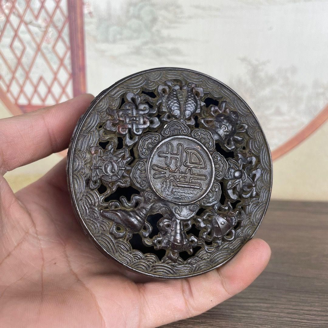 銅細工 香薰炉 香炉 装飾品 工芸品 美術品 置物 銅 細工 八宝開蓋香炉 装飾盒 墨箱炉 香道具 装飾品 工芸品 置物